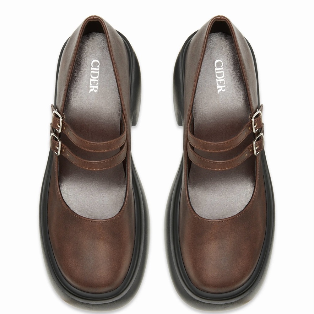 Cider Brown Double Strap Women's Shoes